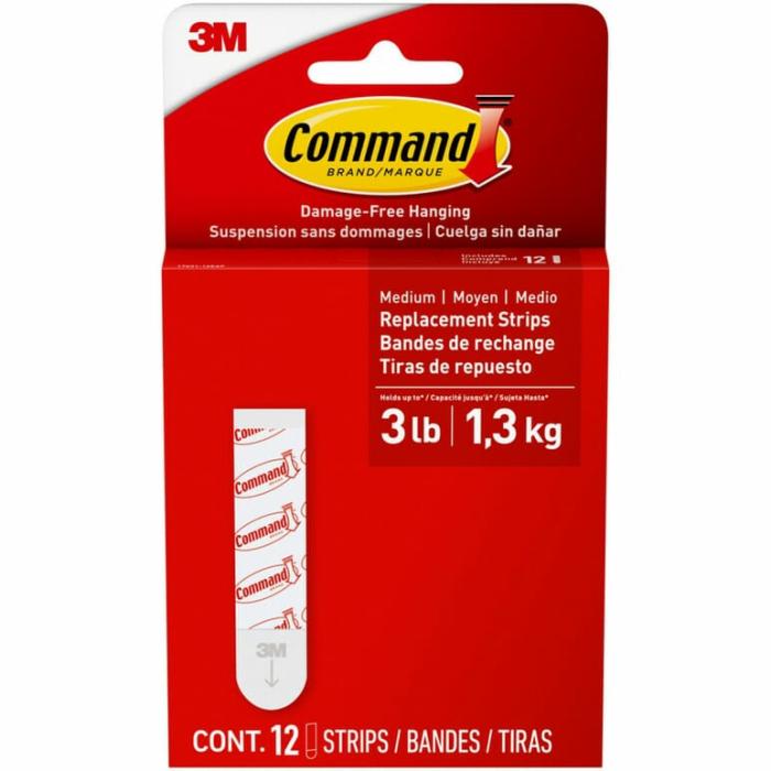 Command, Adhesive, Mounting Strips, White, 1In X 3.8In X 4.5In, 1Pk