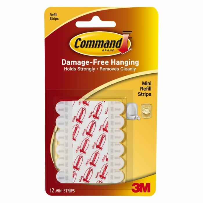 Command, Adhesive, Refill Strips, White, Mini, 12Pk