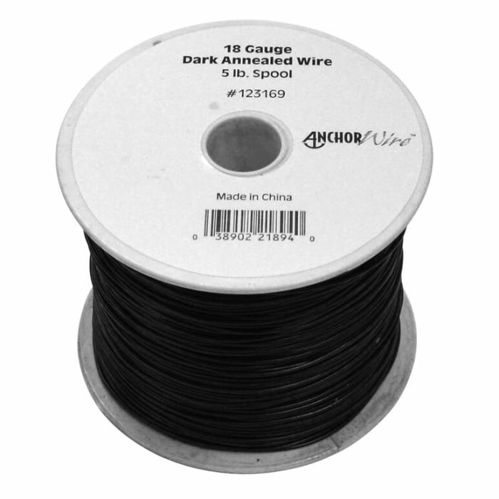 Dark Annealed, Mechanics And Stove Top Wire, 18 Gauge, 25Lb Safe Working Load, 5Lb, 1Pk