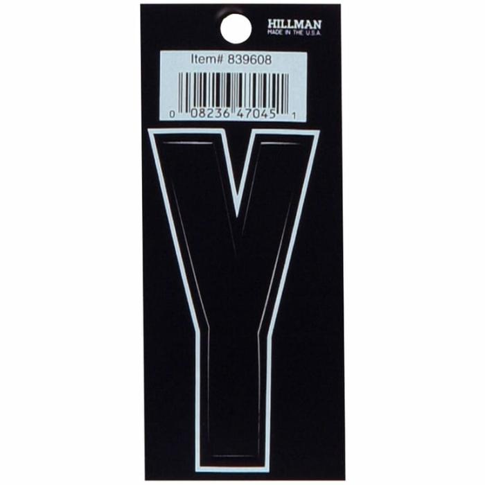 Die Cut Vinyl, Letters, Self Adhesive, Y, Black, 3In, 1Pk