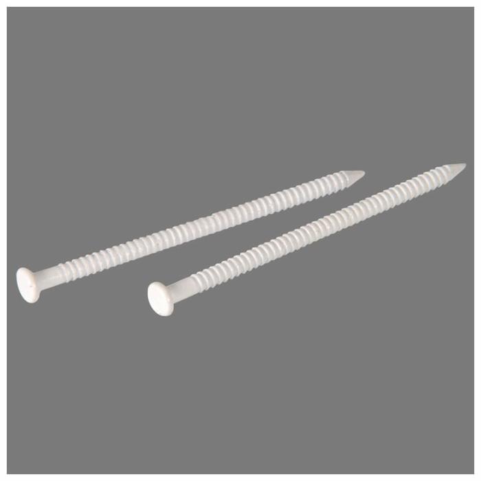 Flat Head-Ring Shank, Panel Nails, Sharp Point, Coated Steel, 16 Gauge, White, 1In, 1Pk