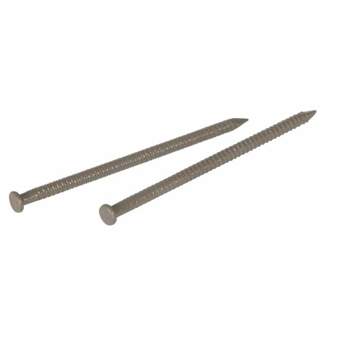 Flat Head-Ring Shank, Panel Nails, Sharp Point, Coated Steel, 1In, 1Pk