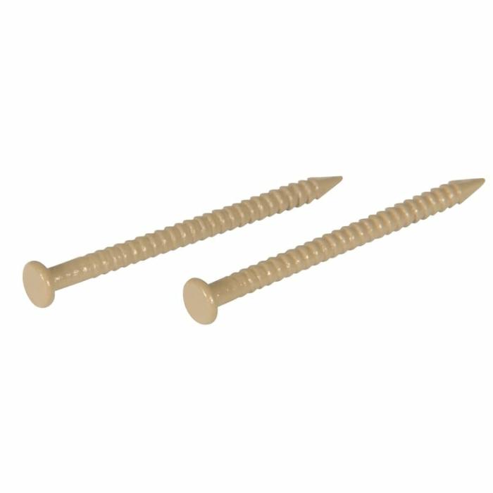 Flat Head-Ring Shank, Panel Nails, Sharp Point, Coated Steel, 1In, 1Pk