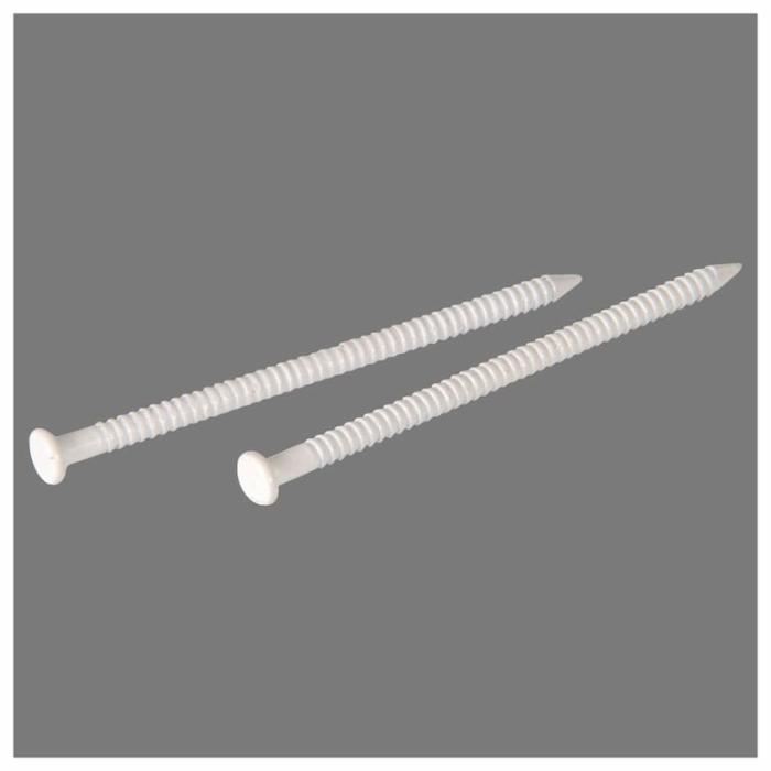 Flat Head-Ring Shank, Panel Nails, Sharp Point, Tempered Steel, White, 1-5/8In, 1Pk