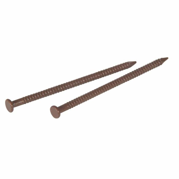 Flat Head-Ring Shank, Panel Nails, Tempered Steel, Sharp Point, 1In, 1Pk