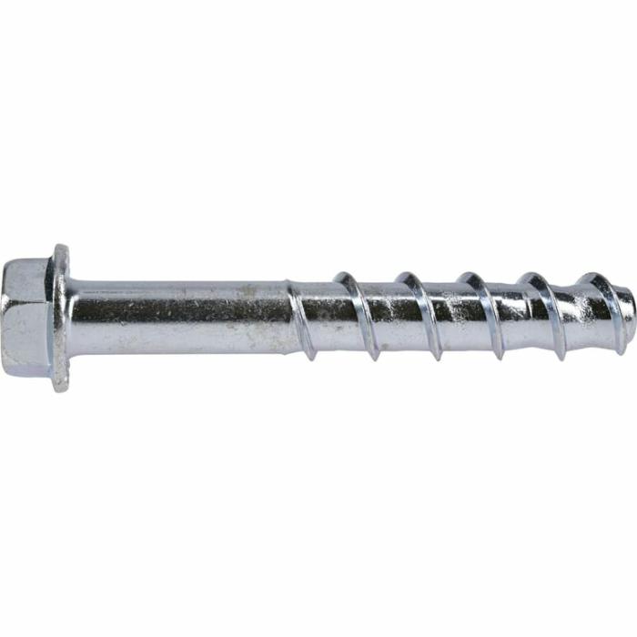 Flat Star Drive Head, Concrete Screw, Silver, 1/2In X 4In, 1Pk