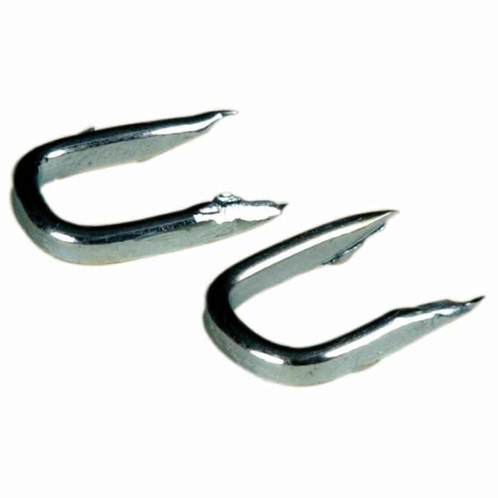 Galvanized Steel, Double Pointed Tacks, 9 Gauge, 7/16In, 1Bulk