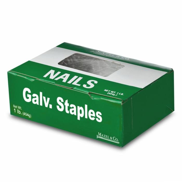 Galvanized Steel, Staples, Silver, 14Ga, 1Lb