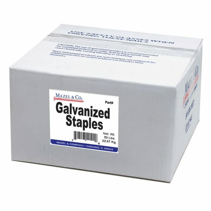 Galvanized Steel, Staples, Silver, 6Ga, 50Lb