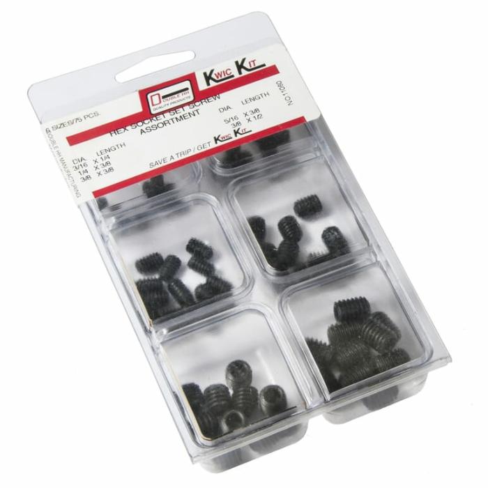 Hex Socket, Screw Kit, Steel, Black, Astd, 30Pk