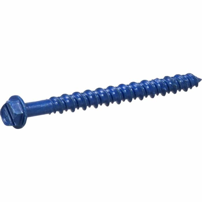 Hex Star Drive Head, Concrete Screw, Blue, 3/16In X 2-1/4In, 1Pk