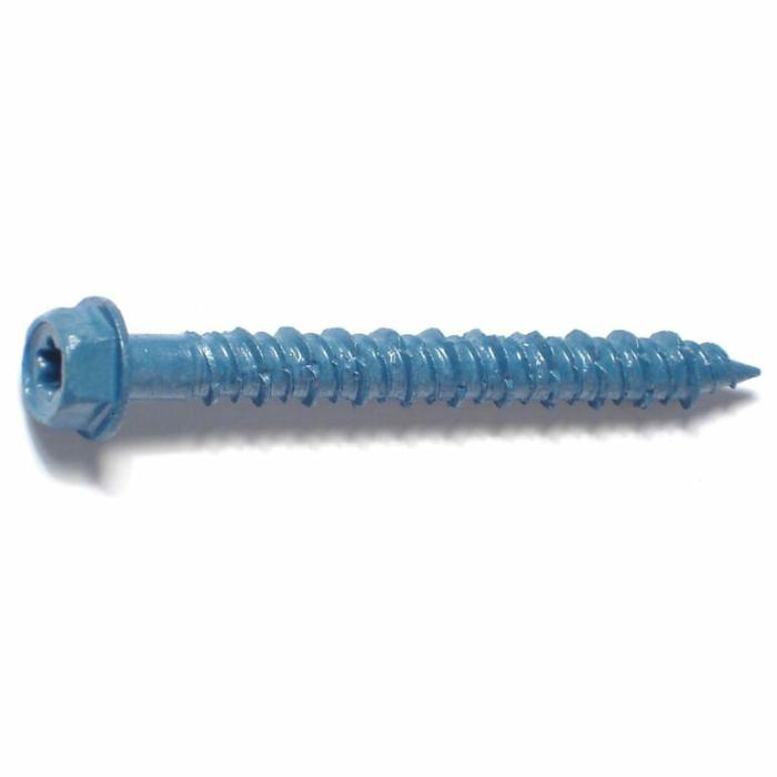 Hex Star Drive Head, Concrete Screw, Steel, Blue, 2-1/4In X 1/4In, 100Pk