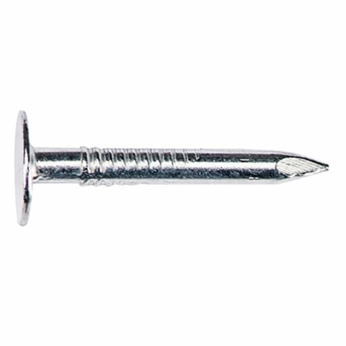 Large Flat Head, Roofing Nails, Diamond Point, Electro-Galvanized, 11 Gauge, 1-1/2In, 50Lb