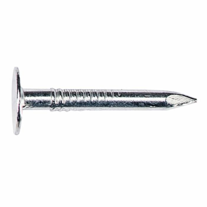 Large Flat Head, Roofing Nails, Diamond Point, Electro-Galvanized, 11 Gauge, 1-1/2In, 5Lb