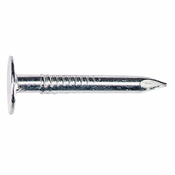 Large Flat Head, Roofing Nails, Diamond Point, Electro-Galvanized, 11 Gauge, 1-1/4In, 5Lb