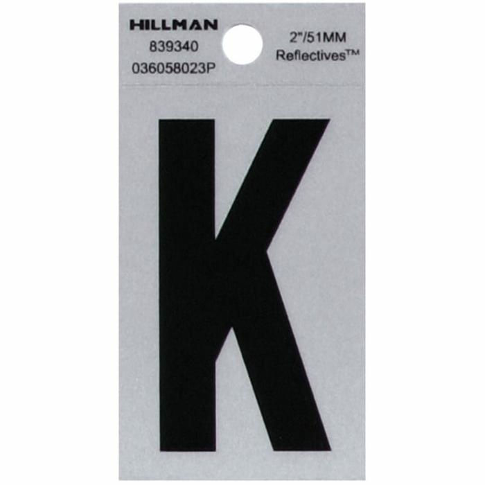 Reflectives, Mylar, Letters, K, Self Adhesive, Black, 2In, 1Pk