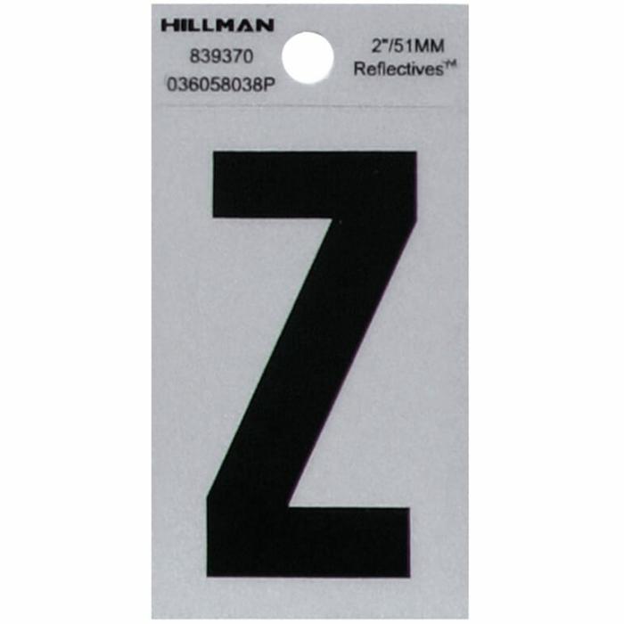 Reflectives, Mylar, Letters, Self Adhesive, Z, Black, 2In, 1Pk