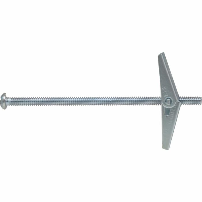 Right Hand, Toggle Bolt, Silver, 1/4In X 4In, 1Pk