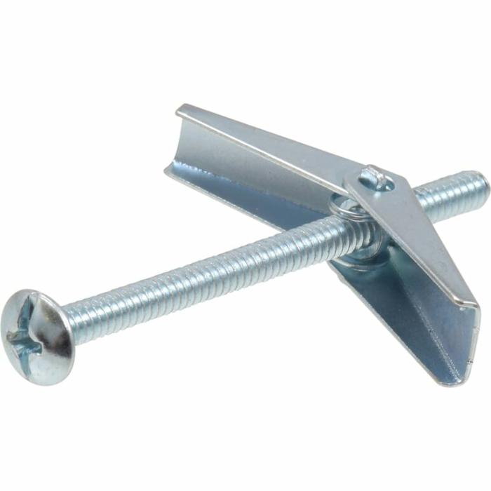 Right Hand, Toggle Bolt, Silver, 1/8In X 3In, 1Pk