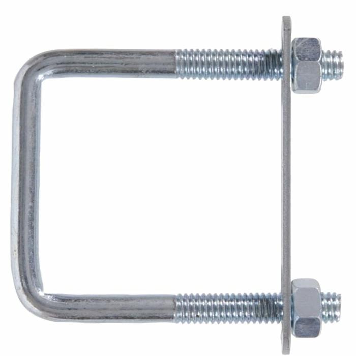 Square, U-Bolt, Zinc Plated Steel, 5/16-18Dia, 5Pk