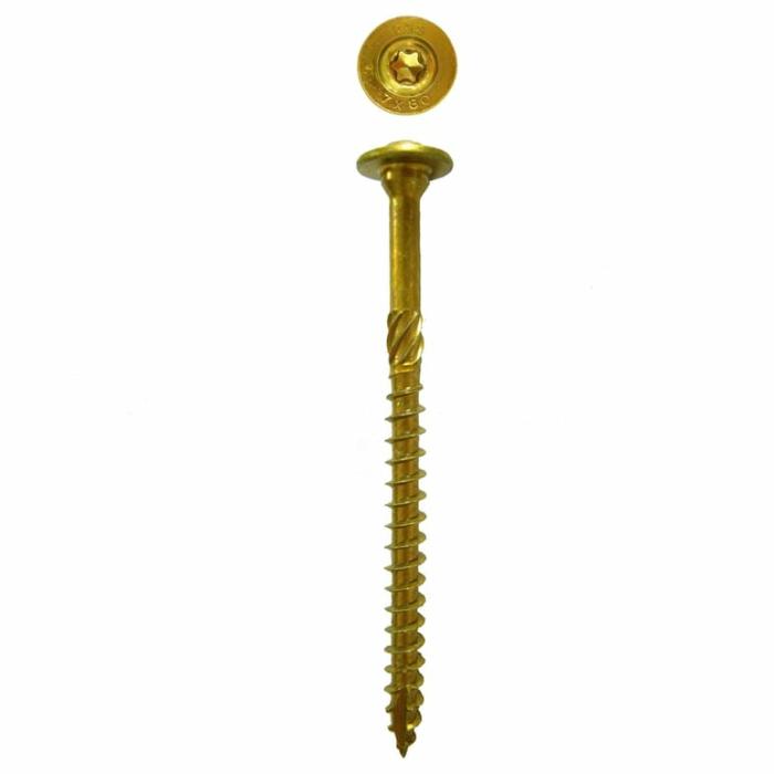 Star Drive Washer Head, Structural Screw, Partial Self Tapping, Steel, Yellow, 5/16In X 3-1/8In, 25Pk