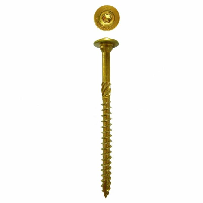 Star Drive Washer Head, Structural Screw, Partial Self Tapping, Steel, Yellow, 5/16In X 4In, 25Pk