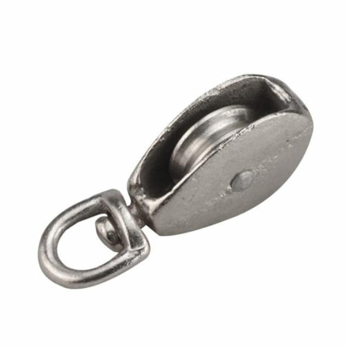 Swivel Eye, Single Pulley, Chrome, 1In, 1Pk