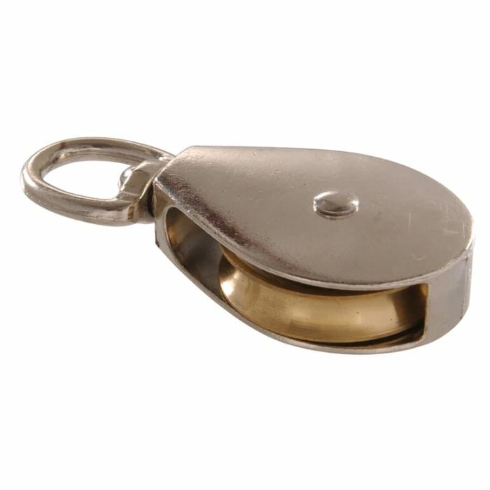 Swivel Eye, Single Pulley, Solid Brass Sheave, 40Lb Safe Working Load, 1In, 1Pk