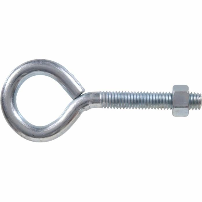 With Nut, Eye Bolt, 106Lb Safe Working Load, Zinc Plated Steel, 5/16In, 5Pk