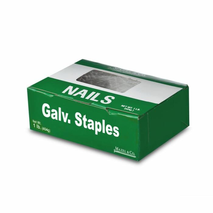 Galvanized Steel, Staples, Silver, 6Ga, 1Lb