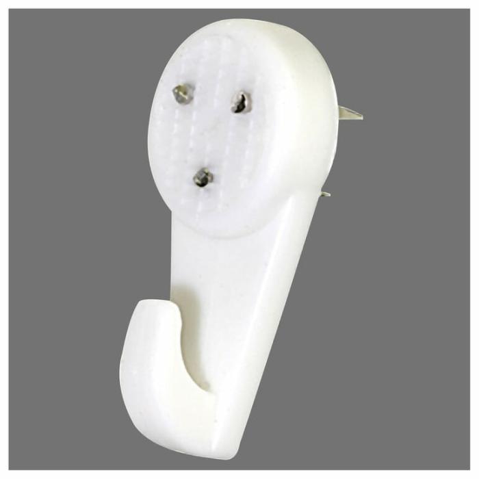 Hardwall, Wall Hook, Plastic, 15Lb Safe Working Load, Includes Mounting Hardware, White, 5Pk