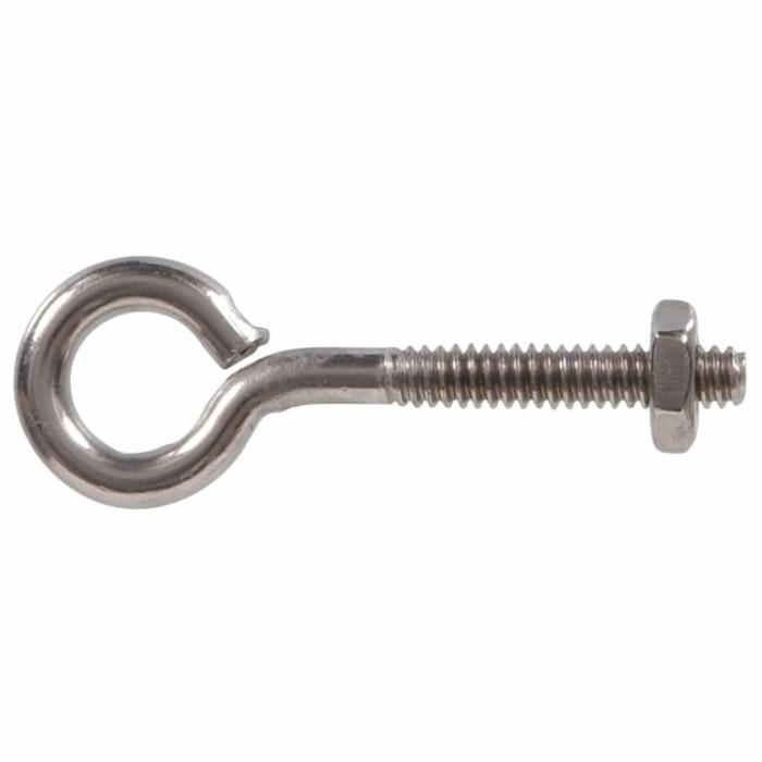 With Nut, Eye Bolt, Stainless Steel, 3/5In, 1Pk