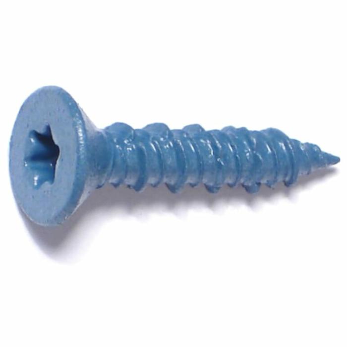 Flat Star Drive Head, Concrete Screw, Steel, Blue, 1/4In X 1-1/4In, 100Pk