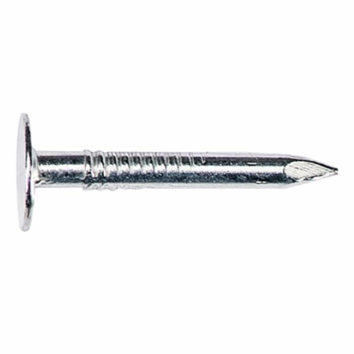 Large Flat Head, Roofing Nails, 11 Gauge, Diamond Point, Electro-Galvanized, 1In, 5Lb