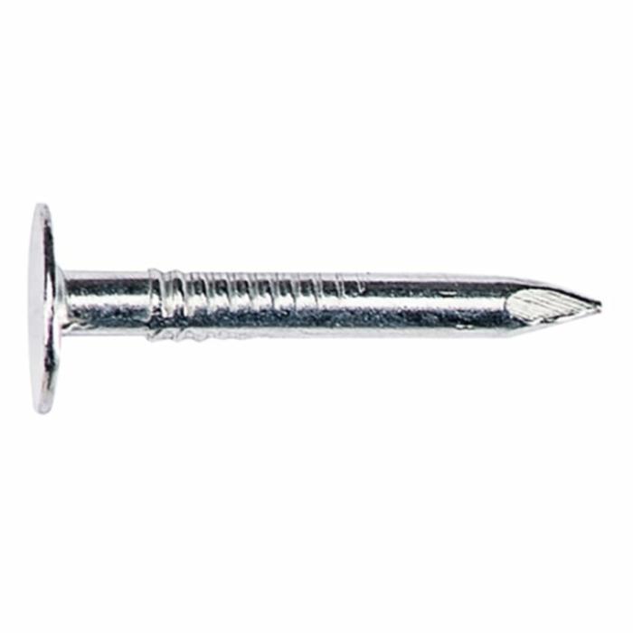 Large Flat Head, Roofing Nails, Diamond Point, Electro-Galvanized, 11 Gauge, 1-3/4In, 5Lb