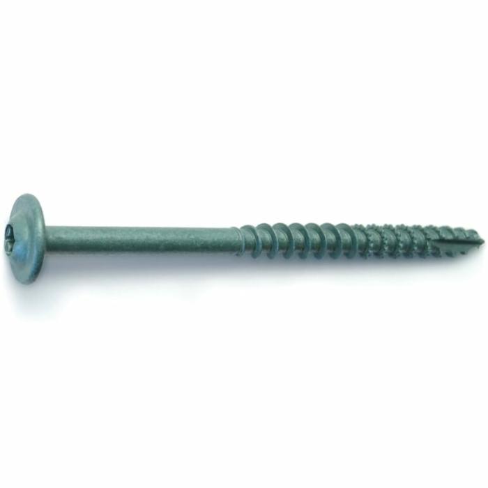 Star Head, Lag Screw, Steel, Green, 2In X 1/4In, 75Pk