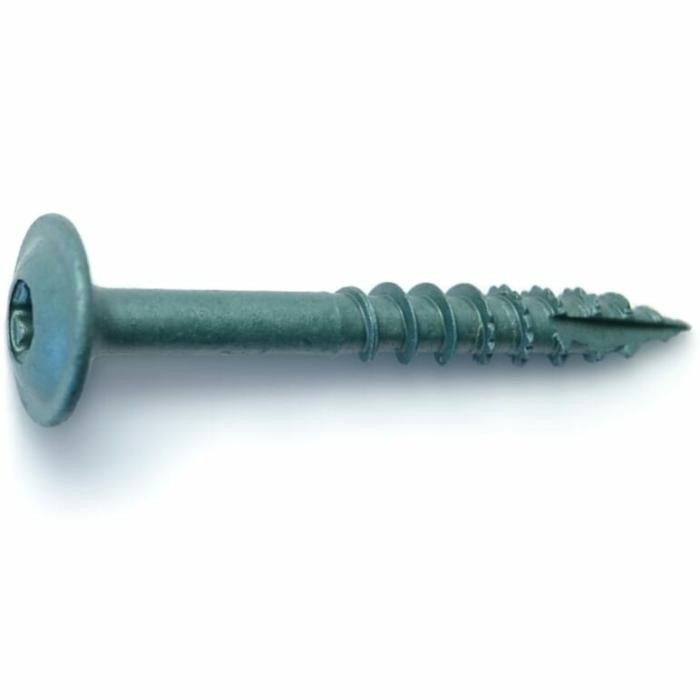 Star Head, Lag Screw, Steel, Green, 2In X 1/4In, 75Pk