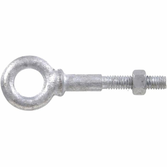 With Nut, Eye Bolt, 2100Lb Safe Working Load, Hot Dip Galvanized Steel, 1/2In, 5Pk